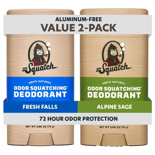 Dr. Squatch Desodorante natural para hombres, sin aluminio, Alpine Sage + Fresh Falls, 2.65 oz, 2 unidades
