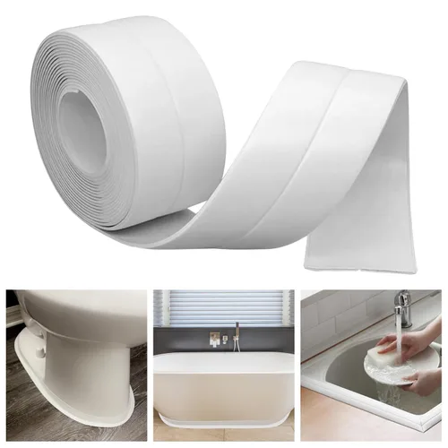 Cinta de Calafateo para Baño y Cocina Cinta de Calafateo Autoadhesiva Impermeable, Tira de Calafateo para Inodoro Tira de Sellado para Bañera Cinta