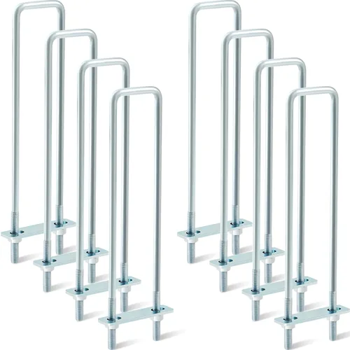 Miniatura 14 de Dunzy 6 pernos cuadrados en U chapados en zinc, perno en U de acero al carbono resistente, suministros industriales y científicos para tubo