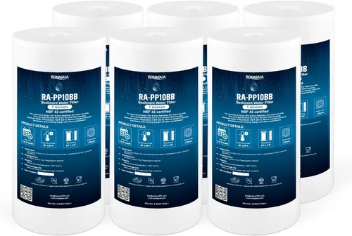 Ronaqua Cartucho de filtro de agua de repuesto de sedimentos grandes de 10 x 4.5 pulgadas, 1 micrón, certificado NSF, para toda la casa, compatible