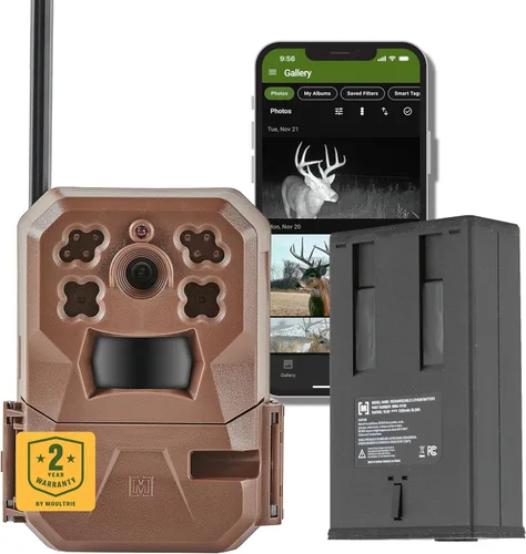 Moultrie Edge Cellular Trail Cámara con batería recargable de iones de litio, conexión automática, cobertura nacional, video de 720p con audio,