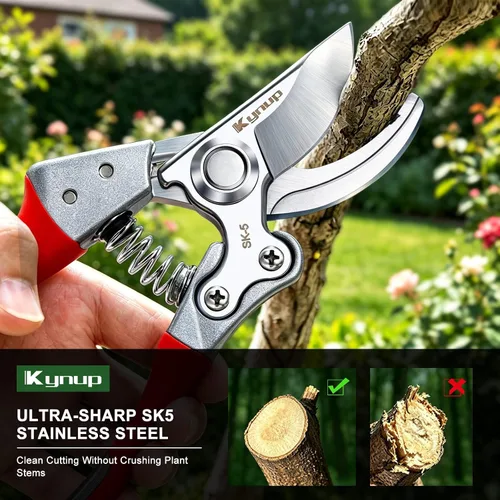 Miniatura 2 de Kynup Paquete de 2 tijeras de podar para jardinería, tijeras de jardín resistentes, tijeras de podar de derivación, tijeras de podar de mano