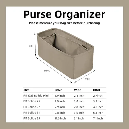 Miniatura 6 de DGAZ Organizador de bolso de seda para Bolide 1923mini25273135, organizador de bolsas suave y sedoso, bolso de lujo y moldeador de bolsas