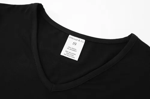 Miniatura 5 de OThread & Co. Camiseta de manga corta para mujer, cómoda con cuello en V, capa elástica básica