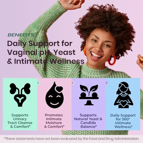Miniatura 2 de Probiótico de microflora vaginal para mujer Apoya el equilibrio de ITU, levadura y pH Mezcla de hidratación diaria con arándano, D-manosa, aloe