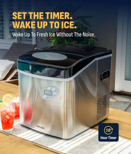 Miniatura 8 de NewAir Máquina de hielo de encimera de 50 lb. Máquina de hielo portátil tipo bala 12 cubos en 7 minutos, 3 tamaños de hielo Acero inoxidable