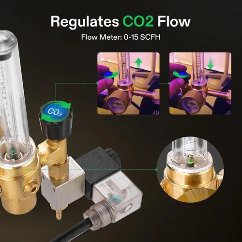 Miniatura 5 de VIVOSUN Sistema Emisor Regulador de CO2 para Hidroponía con Válvula Solenoide y Caudalímetro para Sala de Cultivo, Tienda de Cultivo, Jardín