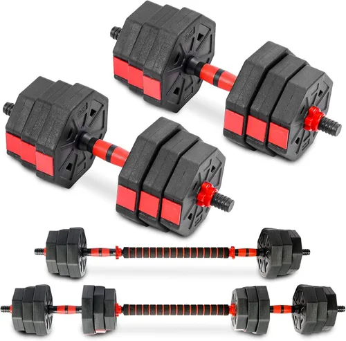 Miniatura 8 de Juego de mancuernas de peso ajustable, pesas libres con conector, juego de mancuernas convertibles, soporte de levantamiento de mancuernas 3 en 1