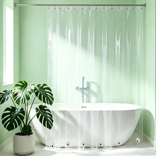 Miniatura 35 de Cortina de ducha corta transparente de 60 pulgadas de largo, forro de cortina de ducha corta de plástico EVA 7G, 60 pulgadas de largo para baño