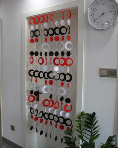 Miniatura 2 de QueenBox® Cortina redonda de lentejuelas de 63 pulgadas, 8 piezas, cortina de cadena de puerta brillante para panel de pared, con flecos, ventana