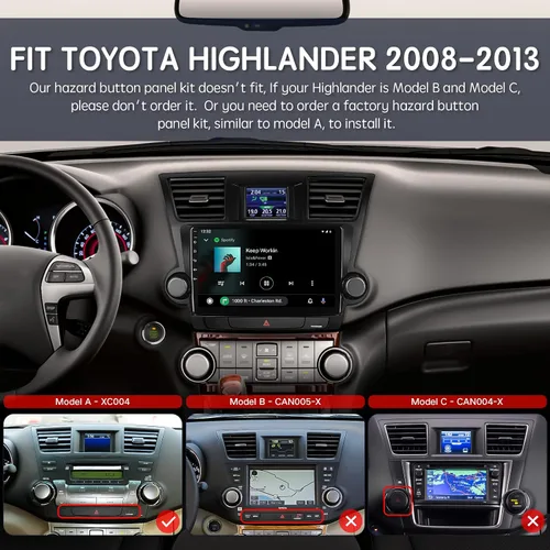 Miniatura 2 de Estéreo de coche Apple CarPlay con DSP, ViaBecs Radio táctil de 10.2 pulgadas de 6GB 128GB para Toyota Highlander 2008-2013, Unidad principal que
