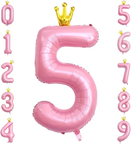 Miniatura 4 de Globo rosa con corona de 40 pulgadas con número 0, globo grande unido de papel de aluminio rosa claro Mylar con dígito de helio 0 para decoración