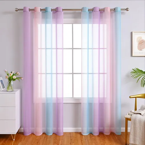 Miniatura 10 de WUBODTI Cortinas de arcoíris para decoración de dormitorio de niñas, 63 pulgadas de largo, con temática de princesa de unicornio, cortinas Rosa