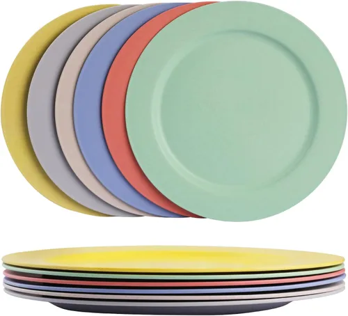 Miniatura 12 de Platos de paja de trigo de 10 pulgadas, aptos para lavavajillas y microondas, ligeros, reutilizables, irrompibles, no tóxicos, sin BPA y saludables