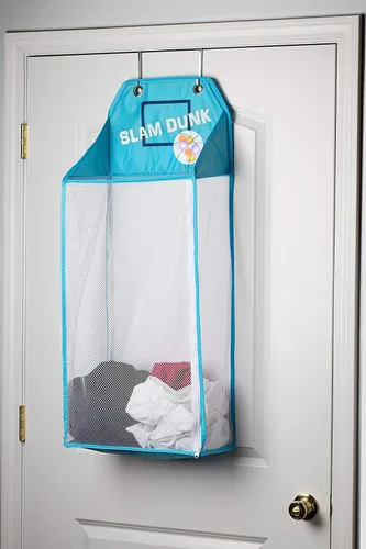 Miniatura 2 de Store & Score Cesta de Ropa Colgante para Puerta de Malla Plegable con Luces LED de Baloncesto Divertido para Niños que se Ilumina, Baúl