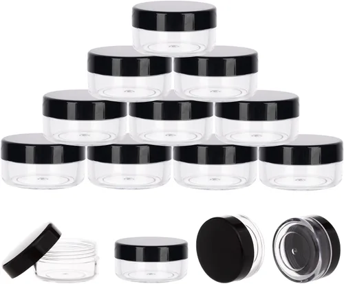 Contenedor de muestra de 10 gramos con tapas, 10 paquetes de tarros de muestra, pequeño contenedor de viaje cosmético para maquillaje, loción,