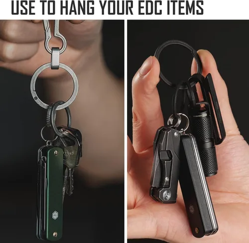 Miniatura 6 de KeyUnity KM14BK Titanium EDC Abridor de botellas Llavero Clip con anillo D y anillo dividido de titanio KA02BK BundleV