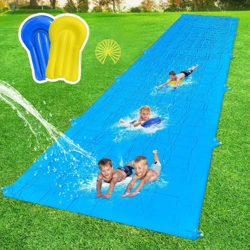 Miniatura 7 de Tobogán de agua deslizante, toboganes acuáticos gigantes de 40 pies para patio trasero de niños, resbalón resistente y tobogán acuático para niños