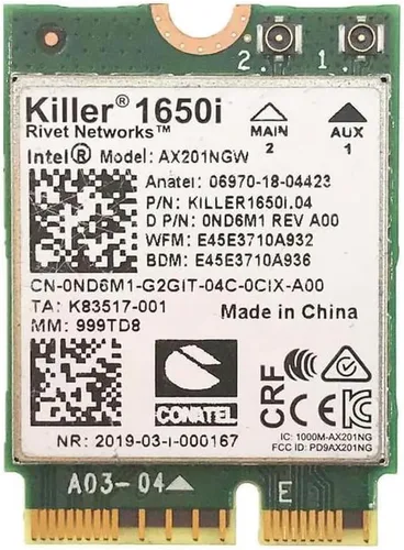 Adaptador WiFi 6 serie Killer AX1650i | Adaptador WiFi para juegos | Tarjeta WiFi CNVio2 M.2 | WiFi de 2.4 Gbps para PC | Soporte Bluetooth 5.2 |