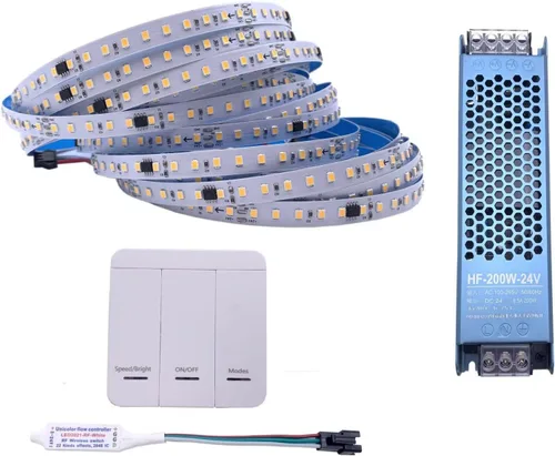 32.8 ft/Roll DC24V WS2811 - Tira LED de carreras de caballos de 120 leds/m, luz que fluye de agua corriente con controlador de panel táctil, color