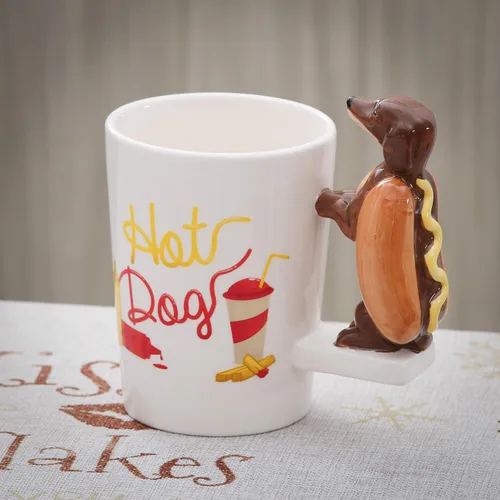 Miniatura 5 de Taza de cerámica para el hogar y la oficina, taza creativa de animales 3D de porcelana con asa para café, té, jugo, leche y agua, 13.5 onzas, taza