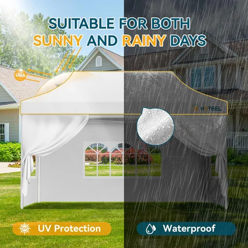Miniatura 5 de Hoteel 10x15 Pop Up Canopy Tent Heavy Duty with 4 Sidewalls, Waterproof Party Tent, Easy Set-up Commercial Instant Tents with Roller Bag & Sandbags