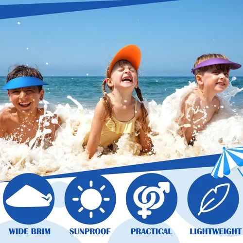 Miniatura 5 de Yahenda Viseras de espuma para niños a granel con bandas de bobina, viseras artesanales, coloridos sombreros de verano para niños y niñas
