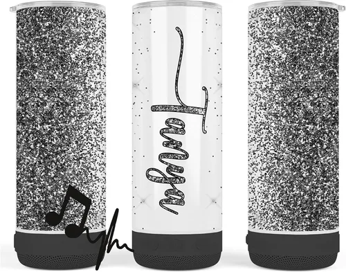 Miniatura 4 de Vaso de música de acero inoxidable, 16oz, personalizado, taza de viaje, aislado, efecto de purpurina
