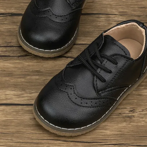 Miniatura 7 de Meckior Zapatos de vestir para niños y niñas pequeños, zapatos Oxford para boda, iglesia, zapatos de vestir de piel sintética, con cordones