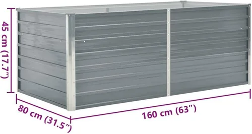 Miniatura 3 de vidaXL Cama de jardín elevada, cama de flores elevada, maceta de acero galvanizado, maceta al aire libre para patio, jardín, verduras, hierbas, gris