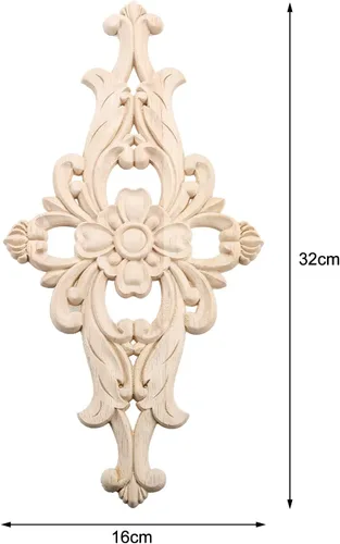 Miniatura 2 de MUXSAM Apliques de madera tallados para muebles, 1 calcomanía sin pintar para puerta, pared, techo, armario, tocador, espejo, cama, mantel, banco, 1