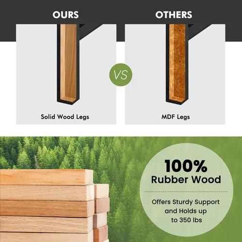 Miniatura 5 de COSTWAY Juego de 2 taburetes de silla de montar de 24 pulgadas de altura de mostrador con patas de madera maciza y reposapiés, taburetes modernos