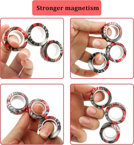Miniatura 5 de Dermasy Juego de 6 juguetes para ansiedad con anillos magnéticos novedosos para aliviar el estrés y la ansiedad, gran regalo para adolescentes
