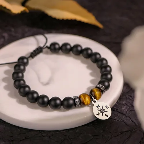 Miniatura 4 de Pulsera para hombre con diseño de ojo de tigre para hombre, novio, marido, papá, hijo, nieto, hermano, piedra natural, aniversario, Navidad
