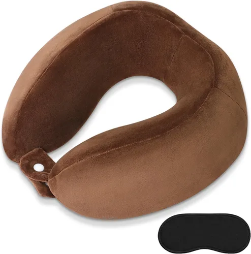 Miniatura 12 de Almohada de cuello de espuma viscoelástica para el cuello de avión con funda de terciopelo, almohada suave de avión para dormir, almohada de viaje