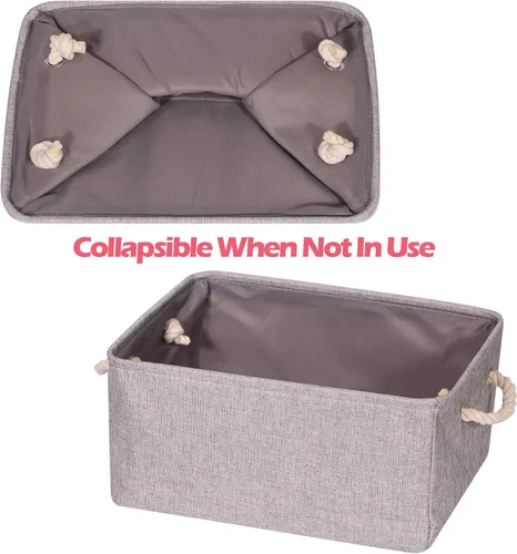 Miniatura 5 de TENABORT Paquete de 4 cestas de almacenamiento grandes, caja de almacenamiento plegable, organizador plegable de tela con asas para armario, hogar