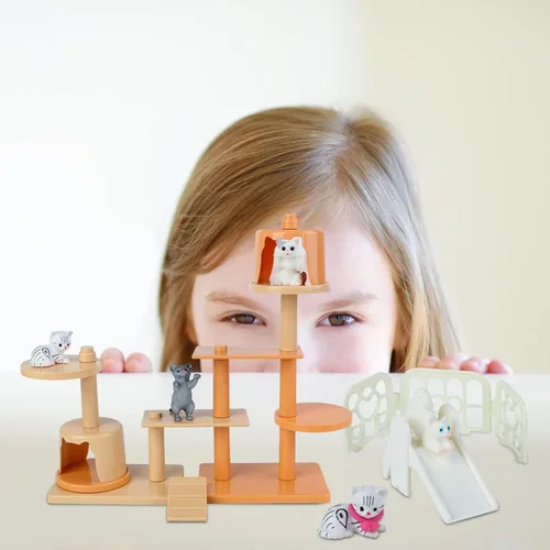 Miniatura 5 de Juego de figuras de gato, paquete de 40 juguetes de simulación para mascotas, figuras realistas de gato, juguetes de plástico para el cuidado