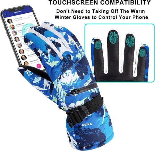 Miniatura 4 de Guantes de esquí para nieve, guantes de nieve para hombre, guantes de nieve impermeables para mujer, guantes de snowboard para exteriores