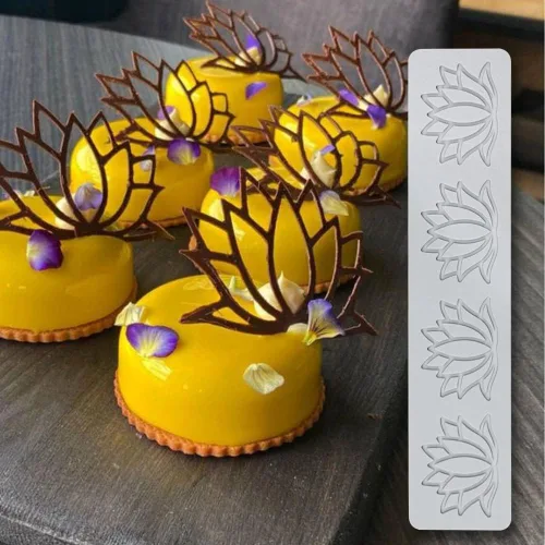 Molde de encaje de silicona, moldes de encaje en relieve de flor de loto, impresión de encaje para tartas para decoración de cupcakes, tapete de
