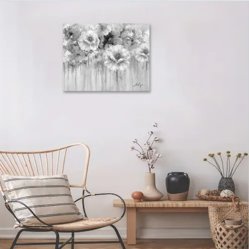 Miniatura 3 de Woxfcart Cuadros de flores para decoración de pared, impresión floral en blanco y negro sobre lienzo para decoración de baño, 15 x 12 pulgadas