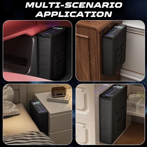 Miniatura 5 de AirWire Caja fuerte para pistola, caja fuerte de pared para 4 pistolas de acceso rápido, huellas dactilares, acceso con llave, código de clavija