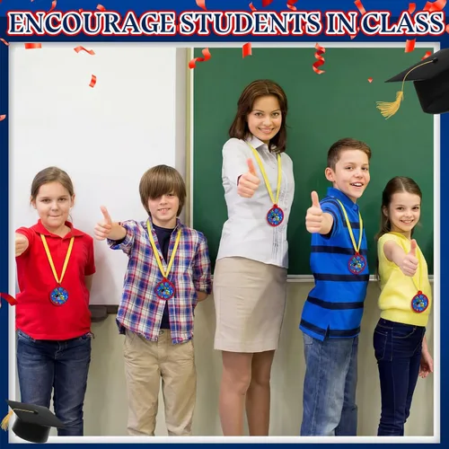 Miniatura 5 de Sratte Medalla de graduación preescolar de jardín de infantes para niños, medallas de premio de graduación con cinta amarilla para el cuello
