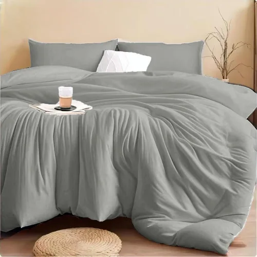 Miniatura 10 de SDIII - Juego de edredón de 3 piezas gris tamaño Queen con 2 fundas de almohada, juego de ropa de cama suave de microfibra cepillada gris para Gris