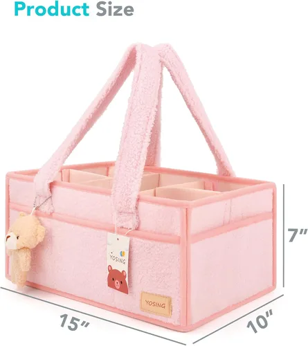 Miniatura 2 de YOSING Organizador de pañales rosa lindo y juguetón, 13 compartimentos, ajustable, organizador de pañales para bebé, cambiador, almacenamiento