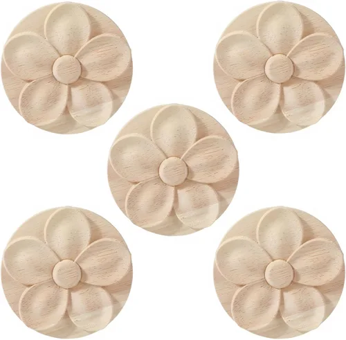 Miniatura 13 de 4 piezas de madera tallada de onlay apliques de madera de rosa tallada para muebles de cama, decoración de gabinete