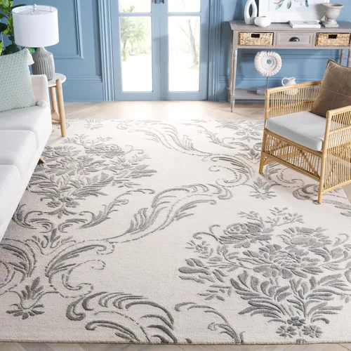 Miniatura 19 de SAFAVIEH Jardin Collection - Alfombra de área de 5 x 8 pies, color negro, lana hecha a mano, ideal para zonas de alto tráfico en sala de estar