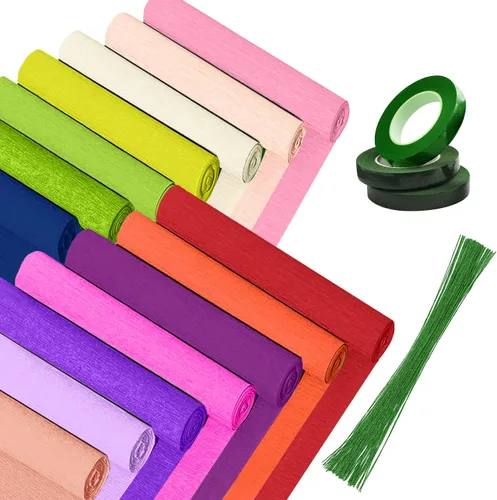 Miniatura 11 de Mlurcu Papel crepé - 6 rollos de serpentinas de crepé verdes, 10 pulgadas de ancho, kit de manualidades de flores para bodas y fiestas de festivales