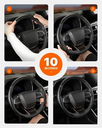 Miniatura 7 de Funda de volante personalizada de fibra de carbono West Llama para Toyota Rav4 Corolla Camry Highlander Prius, cubierta de volante de 3 piezas