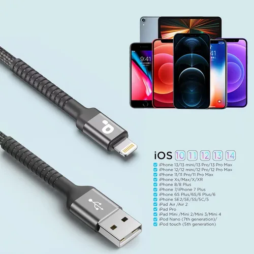 Miniatura 6 de Cable de carga corto para iPhone de 1 pie, paquete de 2 cables Lightning USB con certificación MFi de Apple, cable de carga para iPhone, cable