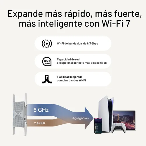 Miniatura 5 de TP-Link BE6300 Wi-Fi 7 Extensor de alcance RE403BE con puerto de 2.5G Repetidor inalámbrico de doble banda de 6.3 Gbps Amplificador de señal